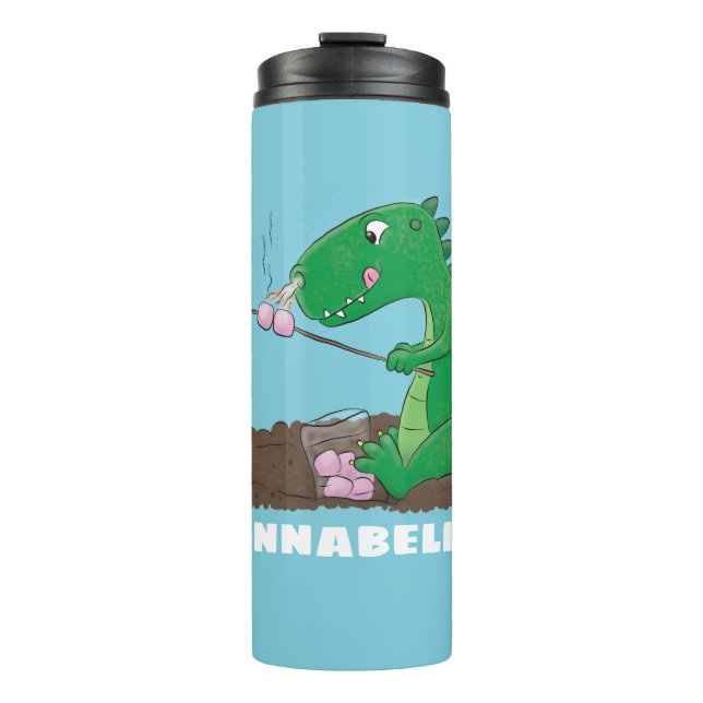 Cute dragons roasting marshmallows cartoon thermal tumbler (Front)