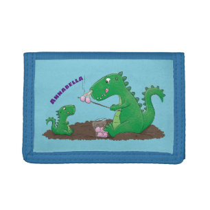 Cute dragons roasting marshmallows cartoon tri-fold wallet
