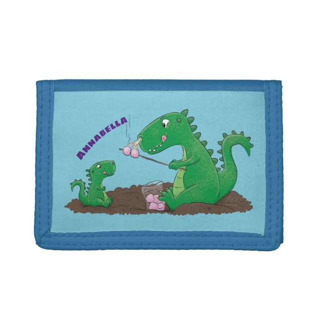 Cute dragons roasting marshmallows cartoon trifold wallet (Front)