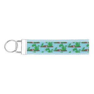 Cute dragons roasting marshmallows cartoon wrist keychain