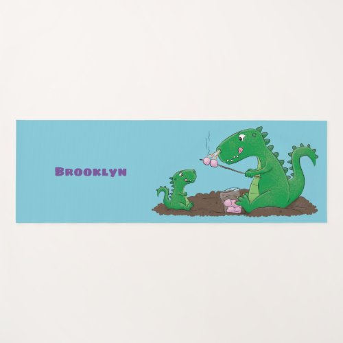 Cute dragons roasting marshmallows cartoon yoga mat