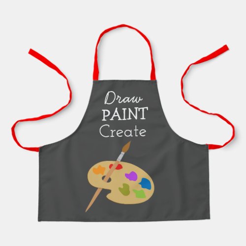 Cute draw paint create art pattern kids apron