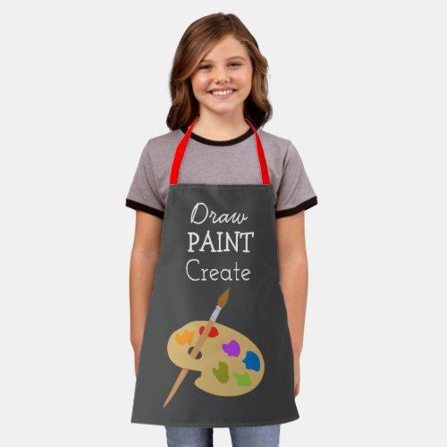 Cute draw paint create art pattern kids apron
