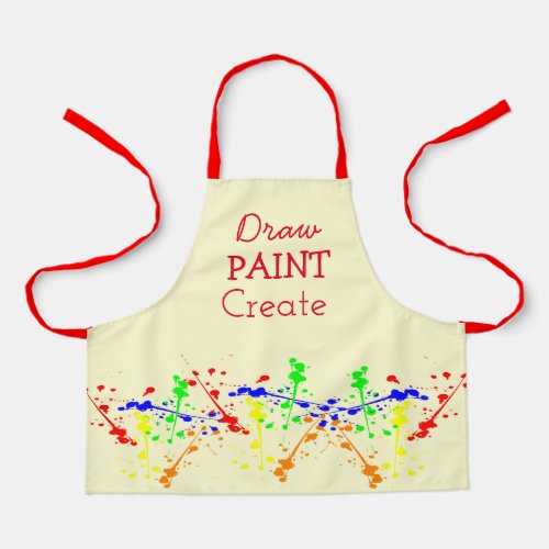 Cute draw paint create art pattern kids apron