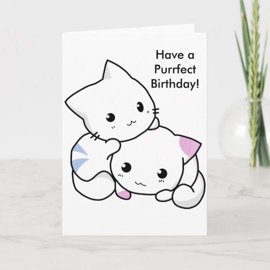 Cute Drawing Of Boy And Girl Kitten In Love Card Zazzle Com