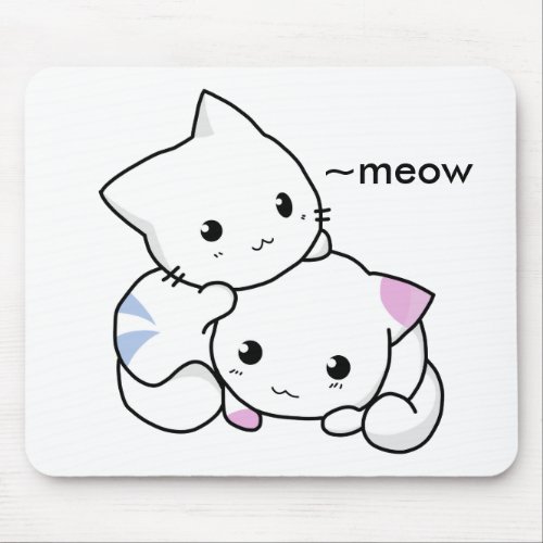 Cute Drawing of Boy and Girl Kitten in Love Mouse Pad