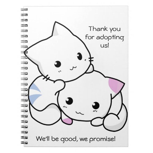 Cute Drawing of Boy and Girl Kitten in Love Notebook