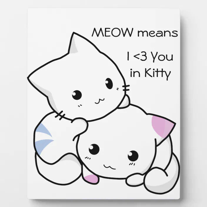 Cute Drawing Of Boy And Girl Kitten In Love Plaque Zazzle Com