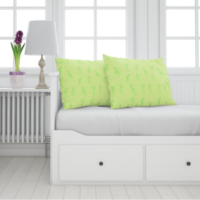 Cute Drawn Kid Green  Throw Pillow (Creator Uploaded)