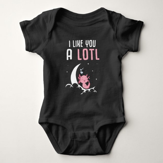 Cute Dreaming Axolotl Moon Animal Lover Baby Bodysuit (Front)