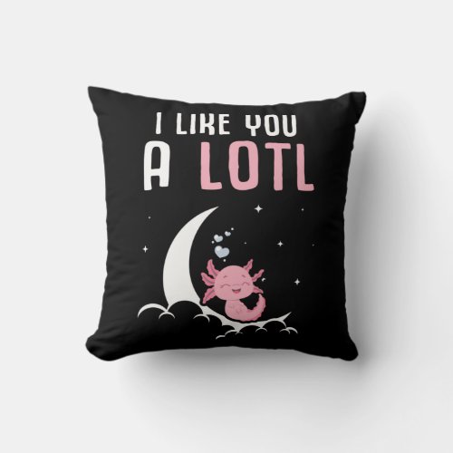 Cute Dreaming Axolotl Moon Animal Lover Throw Pillow