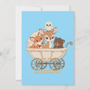 Cute Dreamland Woodland Animals Baby Fox, Deer Announcement