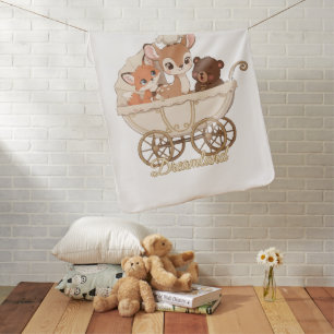  Cute Dreamland Woodland Animals   Baby Fox, Deer  Blanket