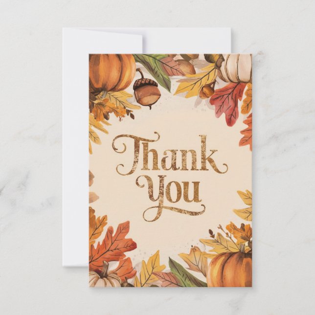 Cute Dreamy Autumn Fall Thank You Card (Front)