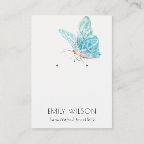 Cute Dreamy Blue Aqua Butterfly Earring Display Business Card