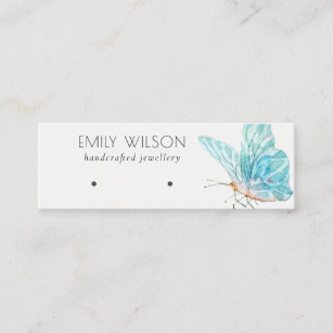 Cute Dreamy Blue Aqua Butterfly Earring Display Mini Business Card