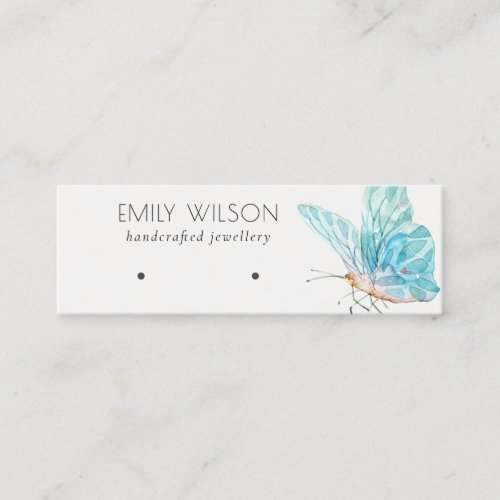 Cute Dreamy Blue Aqua Butterfly Earring Display Mini Business Card