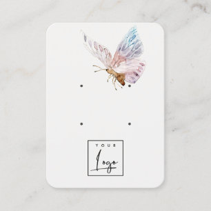 Cute Dreamy Blush Aqua Butterfly 2 Earring Display Business Card