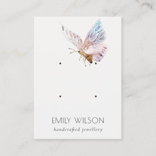 Cute Dreamy Blush Aqua Butterfly 2 Earring Display Business Card