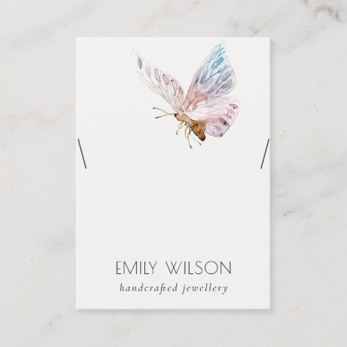 Cute Dreamy Blush Aqua Butterfly Necklace Display Business Card