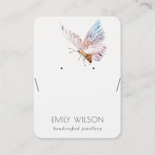 Cute Dreamy Blush Aqua Butterfly Necklace Display Business Card