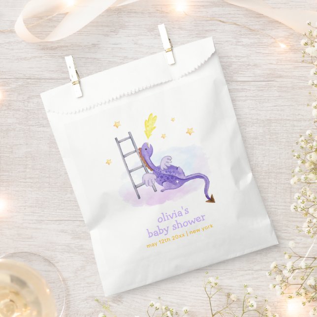 Cute Dreamy Fairytale Dragon Stars Baby Shower  Favor Bag (Clipped)