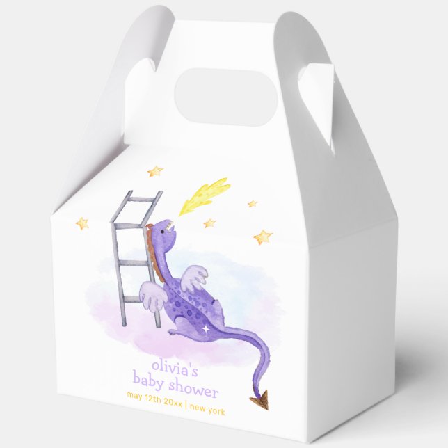 Cute Dreamy Fairytale Dragon Stars Baby Shower  Favor Boxes (Back)