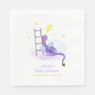 Cute Dreamy Fairytale Dragon Stars Baby Shower Napkins