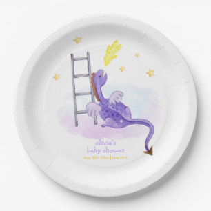 Cute Dreamy Fairytale Dragon Stars Baby Shower  Paper Plates