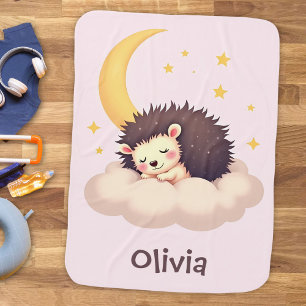 Cute Dreamy Hedgehog Personalized Baby Blanket