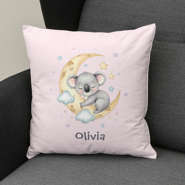 Cute Dreamy Koala Girls' Throw Pillow (Creator Uploaded)