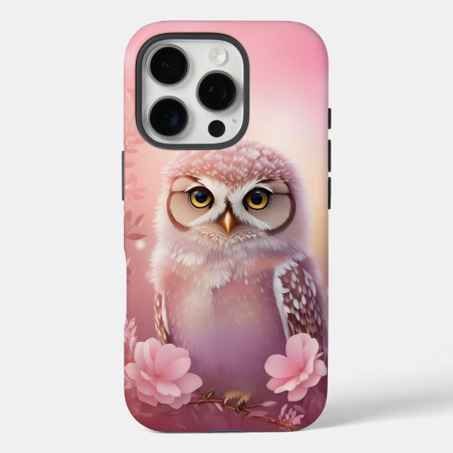 Cute Dreamy Pink Burrowing Owl  Case-Mate iPhone Case (Back)