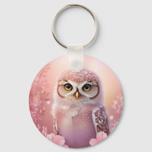 Cute Dreamy Pink Burrowing Owl  Keychain