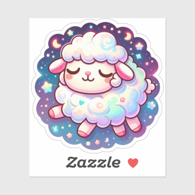 Cute Dreamy Sheep with Stars and Moon Sticker (Sheet)