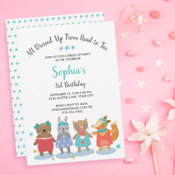 Cute Dress Up Party Girl Birthday Party Invitation by colorfulgalshop at Zazzle