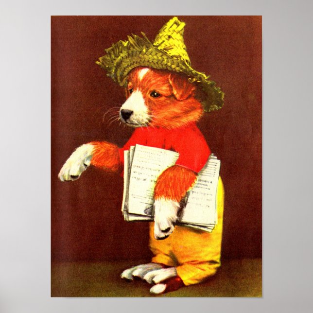 cute dressed puppy paperboy poster (Front)