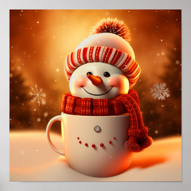 Cute Dressed Snowman  Poster (Front)