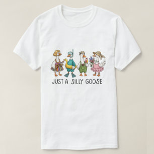 Cute Dressed Up Funny Goose Squad Illustration T-Shirt