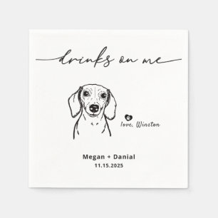 Cute Drinks on Me Dachshund Pet Dog Wedding Napkins