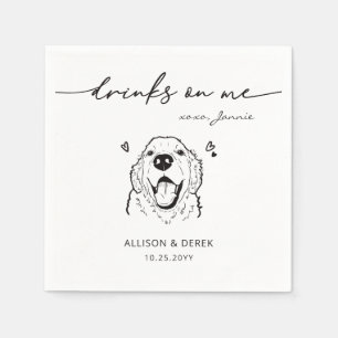 Cute Drinks on Me Golden Retriever Dog Wedding Napkins