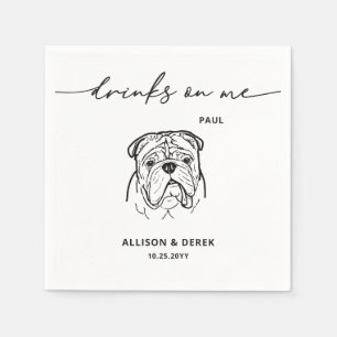 Cute Drinks on Me Pet English Bulldog Dog Wedding Napkins