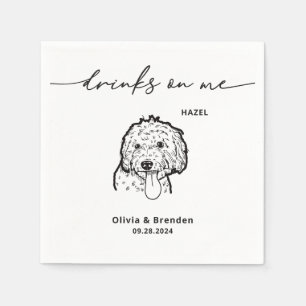 Cute Drinks on Me Pet Face Dog Wedding Napkins