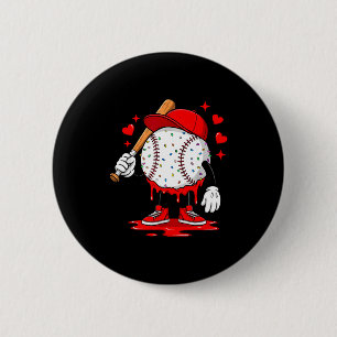 Cute Dripng Baseball Lover Valentines Day Boys Kid Button