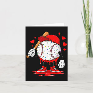 Cute Dripng Baseball Lover Valentines Day Boys Kid Card