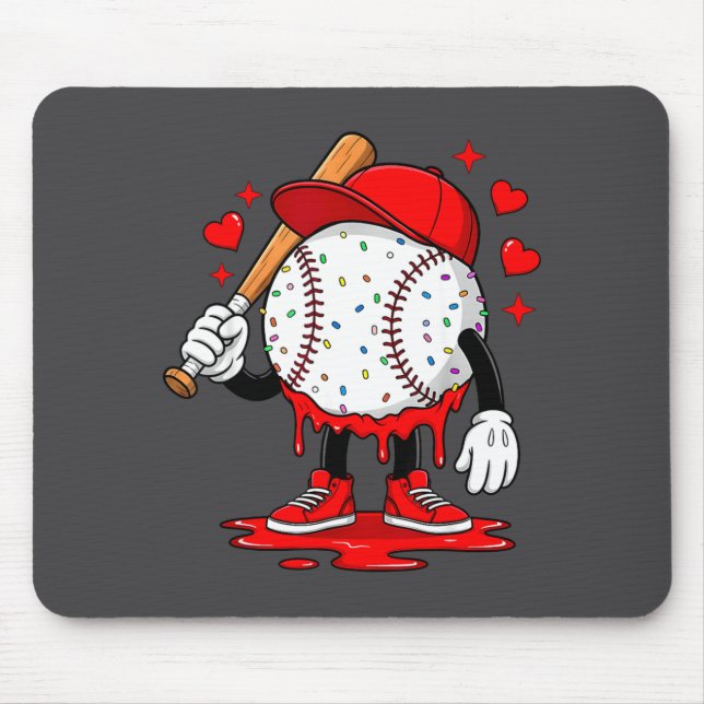 Cute Dripng Baseball Lover Valentines Day Boys Kid Mouse Pad (Front)