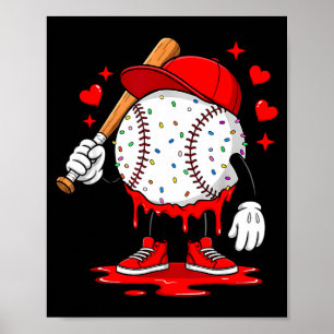 Cute Dripng Baseball Lover Valentines Day Boys Kid Poster