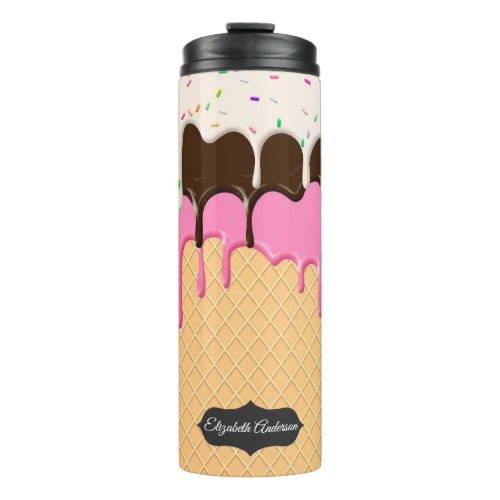 Cute Dripping Ice Cream With Sprinkle Personalized Thermal Tumbler