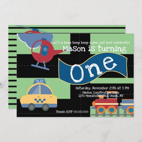 Cute Drive By Vehicle Party 1st Birthday Any Age Invitation