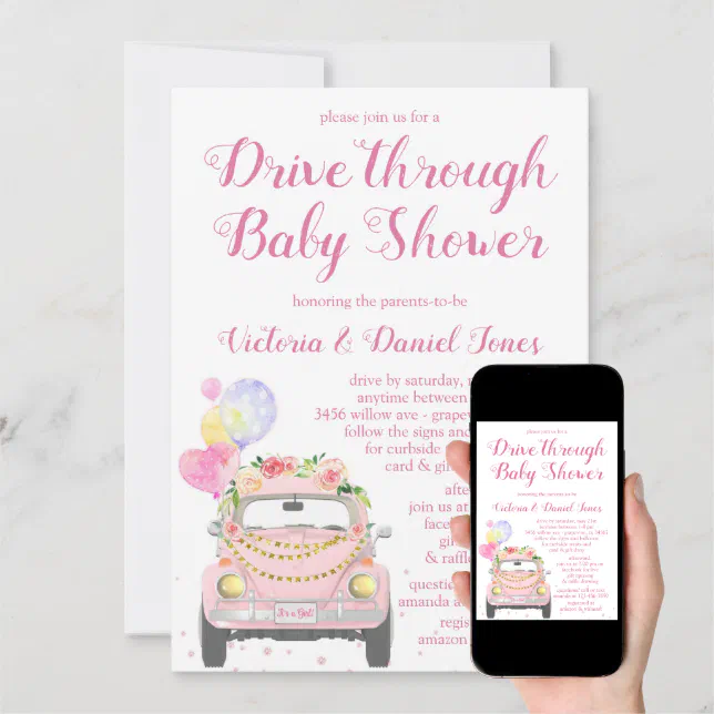 Cute Drive Through Baby Shower Invitation Zazzle