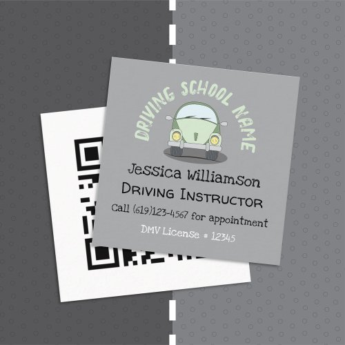 Cute Driving School Instructor Cards with QR Code